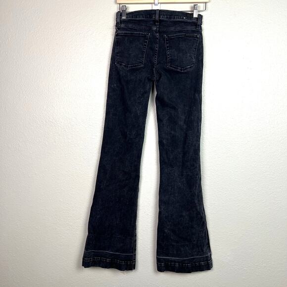 7 For All Mankind Dojo Jeans Women's Size 26 Black Wash Denim Flare Stretch - Picture 9 of 12